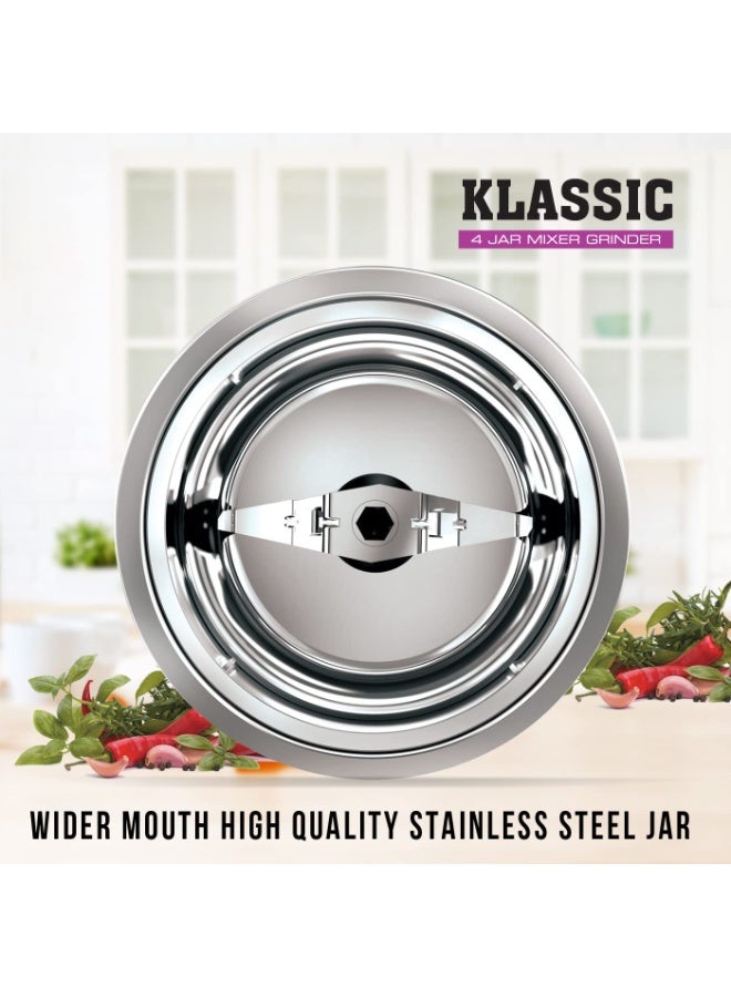 هافلز Havells Klassic 750 watts 4 Jar Mixer Grinder with 304 SS Blades, Large Size SS Jars, Break Resistant Polycarbonate Transparent Jar Lids With Twist & Lock Mechanism - Image 5